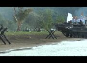 Wakasal Tinjau Latihan Perang di Pantai Caligi Pesawaran