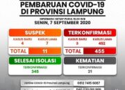 2 Meninggal, Konfirmasi Positif Covid-19 Berjumlah 455 Kasus
