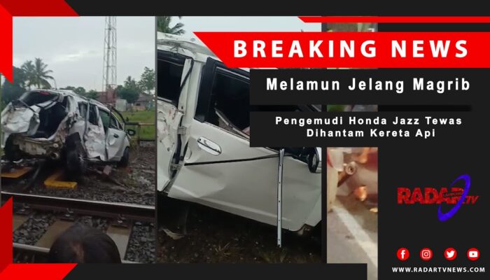 MAUT JELANG MAGRIB : Pengemudi Honda Jazz Tewas Ditabrak Kereta Api Kuala Stabas