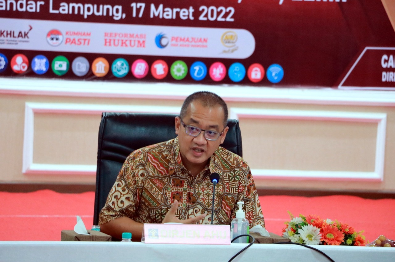 Dirjen AHU Berikan Penguatan Pada Divisi Pelayanan Hukum Dan HAM Kanwil Kemenkumham Lampung