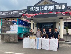 Polres Lampung Timur Amankan Jutaan Batang Rokok Ilegal