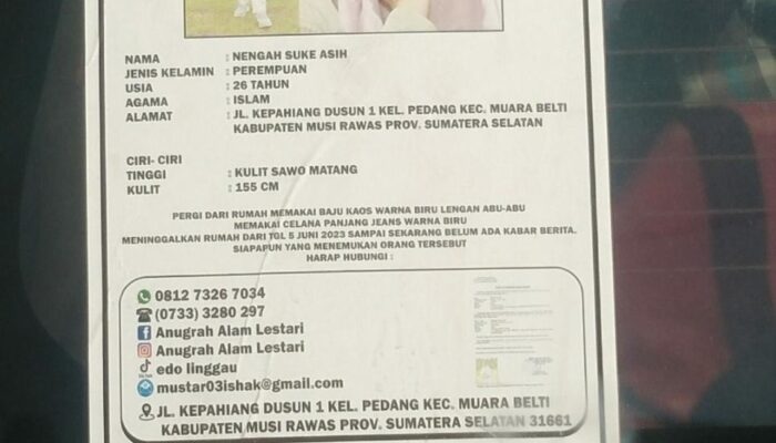 Sayembara Berhadiah: Suami Siapkan Rp100 Juta Tunai Jika Temukan Istri yang Hilang