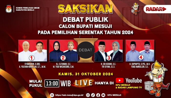 ? LIVE DEBAT PUBLIK CALON BUPATI MESUJI TAHUN 2024