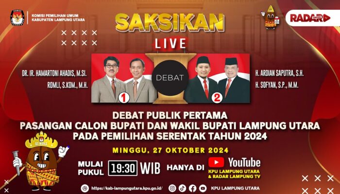 LIVE DEBAT PUBLIK PASANGAN CALON BUPATI DAN WAKIL BUPATI KABUPATEN LAMPUNG UTARA TAHUN 2024