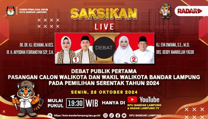 LIVE DEBAT PUBLIK PASANGAN CALON WALIKOTA DAN WAKIL WALIKOTA BANDARLAMPUNG TAHUN 2024