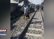 LAMPUNG SELATAN : INSIDEN KERETA TABRAK TRUK BOX Babaranjang Tabrak Truk Box, Sopir Selamat