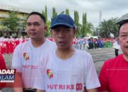 LAMPUNG UTARA : HUT KE-81 Kemerdekaan RI Semangat Merdeka Peserta Gerak Jalan Pelajar SD