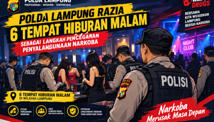 Cegah Penyalahgunaan Narkoba, Polda Lampung Razia Enam Tempat Hiburan Malam